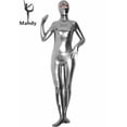 thumbnail image 5 of Traje de zentai de una pieza con efecto mojado y ojos abiertos, de metal brillante, plateado, para hombre, de licra, para fiesta de Navidad, 5 of 5