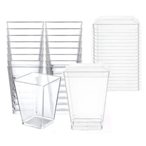 ACDANC 20 Pack 5 Oz Square Clear Plastic Dessert Cups with Lid Small Clear Plastic Tumbler Cups Great for Desserts,Appetizers,Puddings and More