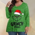 thumbnail image 2 of Camisetas navideñas del Grinch - Pijamas a juego para mujer, tallas grandes, camisetas de manga larga con estampado, cuello en V, ropa informal, camisetas, pijamas navideños a juego para la familia,, 2 of 6