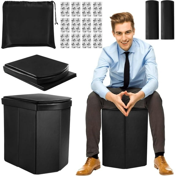 Portable Toilet for Adults, 16.5" XL Portable Toilet for Camping, Camping Toilet with Lid, Camp Toilet with Handbag,Portable Potty For Indoor, Outdoor, And Emergency Use