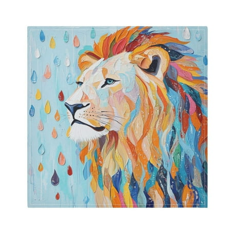 

Napkin Satin Napkin 20*20Inchx1 Kitchen Towel Dinner Plate Towel Decorative Towel Napkin Tea Towel Suitable For Kitchen Table Colorful Lions and Raindrops
