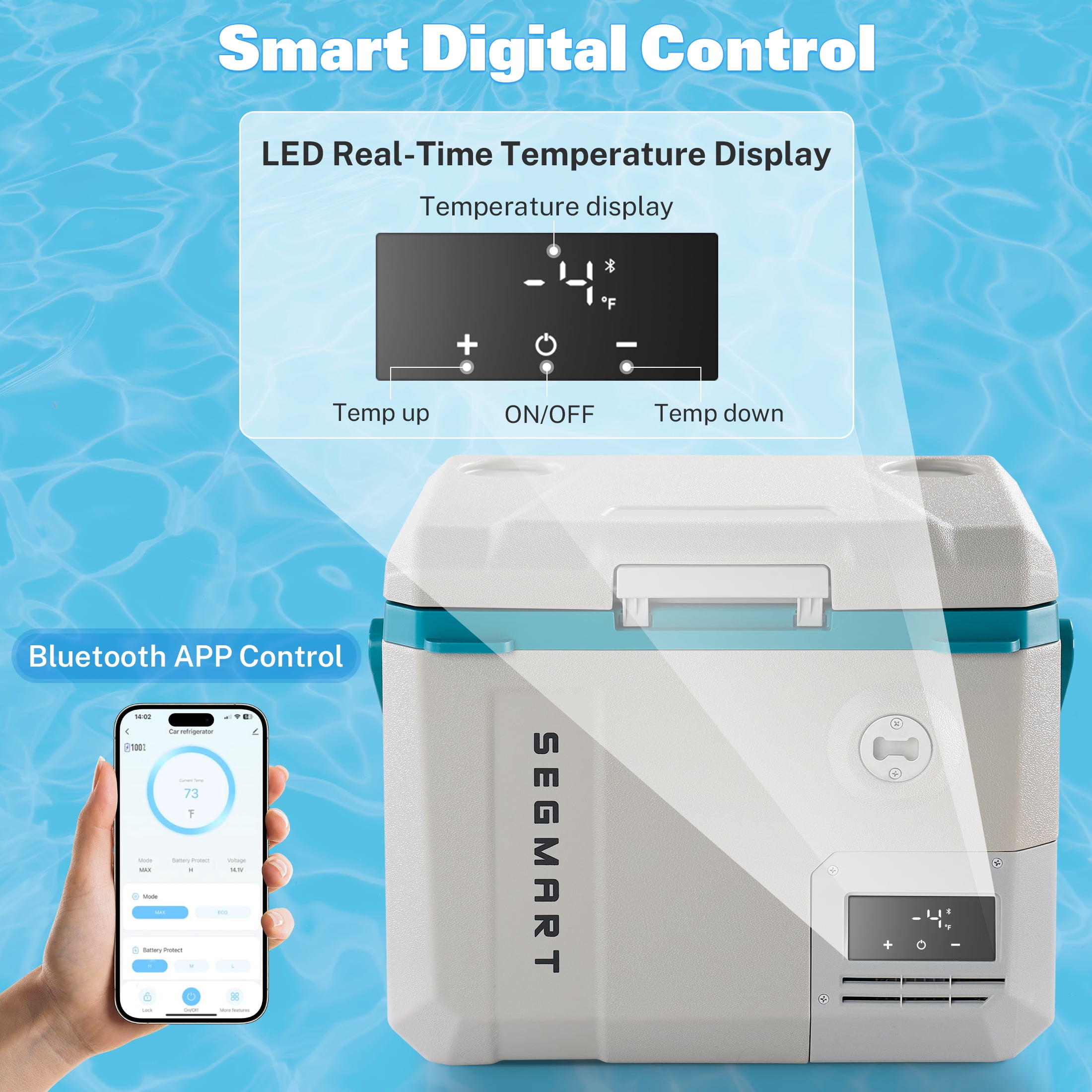 20QT 12 Volt Electric Car Refrigerator, SHINPT Portable Car Refrigerator with APP Control, Cooler and Freezer Small Refrigerator for Trunk, Jeep, SUV, 12V Car Travel Refrigerator DC/AC