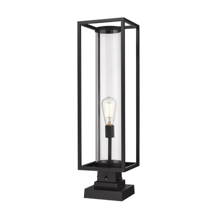 1 Light Outdoor Square Pier Mount Lantern in Industrial Style 8 inches Wide By 28.75 inches High-Black Finish Bailey Street Home 372-Bel-4185852