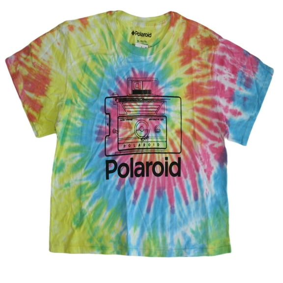 Mad Engine Polaroid Tie-Dye Crop Top Junior Women's Tie-Dye T-Shirt Size XL