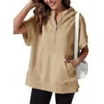 thumbnail image 5 of Women's Oversized Half Zip Hoodie, Casual Short Sleeve Sweatshirt with Pockets, 5 of 7