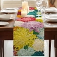 thumbnail image 3 of Table Runners 120 Inches Long Dress Scarves, Watercolor Chrysanthemum Farmhouse Coffee/Dining/Kitchen Table Runner for Living Room, Vintage Abstract Oil Painting Floral 13x120 Inch, 3 of 9