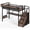 Black, variant on Bellemave Queen Size Metal Loft Bed with Built-in Desk, Pegboard, LED Lights, Mesh Baskets and Wardrobe Stairs, Black