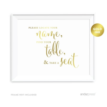 Locate Your Name, Find Table, Take Seat Metallic Gold Wedding Party (Best Way To Find Gold)