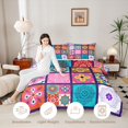 thumbnail image 3 of Erosebridal Colorful Mandala Full Size Comforter Sets for Girls, Bohemian Plaid Bedding Sets, Black Reversible 3 Pieces, 1 Comforter and 2 Pillowcases, 3 of 6