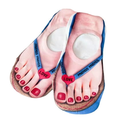 

Women Casual Low Cut Invisible Boat Socks Novelty Funny Manicure Flip Flops Slippers Pattern 3D Printed Personality Cotton Ankle Hosiery Gifts