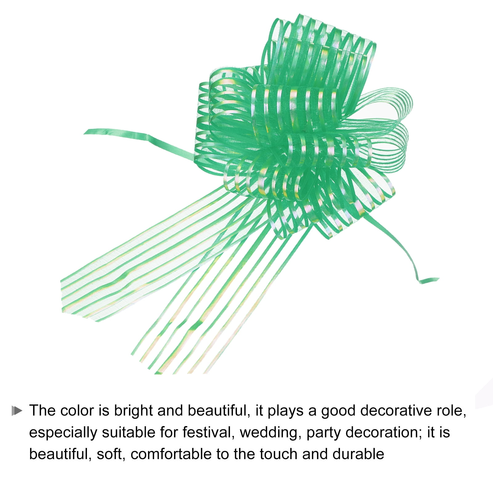 15pcs 8 Inch Organza Large Pull Bow Gift Wrapping Bows Ribbon Chiffon Yarn Dark Green for Christmas