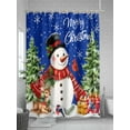 thumbnail image 5 of Christmas Snowman Small Stall Shower Curtain, Waterproof Shower Curtains for Bathroom, Blue Xmas Tree Elk Gifts Snowflake Washable Fabric Cloth Bath Curtain for Bathtub with Hooks 36x72 Inches, 5 of 6