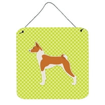 Carolines Treasures BB3874DS66 Basenji Checkerboard Green Wall or Door Hanging Prints
