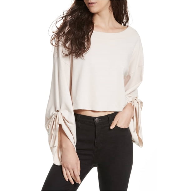 Free People Holala Statement - Sudadera corta con manga para mujer, color blanco roto, extra pequeña Free People Camisa de entrenamiento