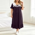 thumbnail image 4 of SELONE Long Nightgowns for Women Short Sleeve Plus Size Lace Maxi Sleep Shirt Ruffle Bow Long Dress Casual House Dress, 4 of 6