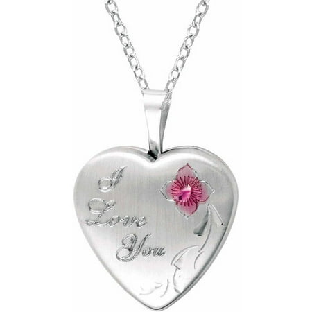 Sterling Silver Heart-Shaped I Love You with Rose Locket