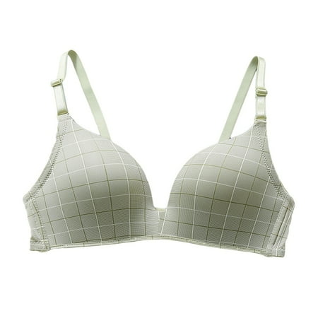 

NLAGER Bra Women Girl Fashion Thin Wireless Padded Push Up Grid Bra Brassiere Underwear