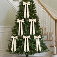 thumbnail image 4 of Velvet Ribbon Bows 3PCS 5.12 x 10.24 Inch Beige Christmas Tree Bows for Wreath Gift Wrapping Garland Rustic Holiday Decor, 4 of 6