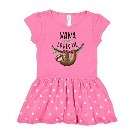 

Inktastic Nana Loves Me Cute Sloth and Baby Gift Baby Girl Dress