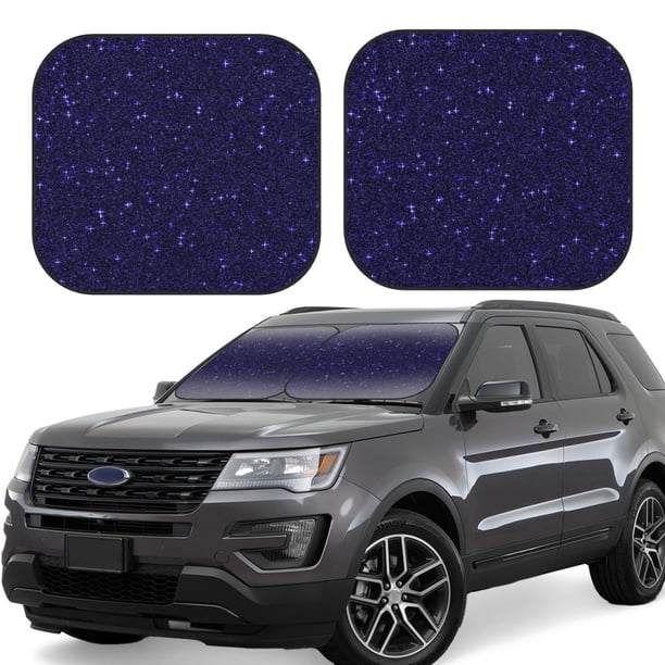Balery Glittering Purple Starfield Parasol para parabrisas de coche de 2 piezas | Parasol plegable para parabrisas delantero de coche para la mayoría de sedanes-Small