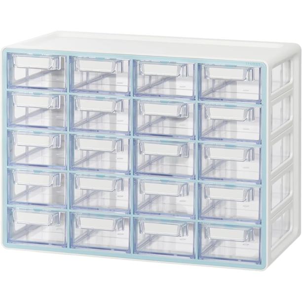 Gabinete mediano de 16 cajones, organizador transparente apilable para hardware, abalorio, ladrillos de plástico, oficina y almacenamiento de manualidades