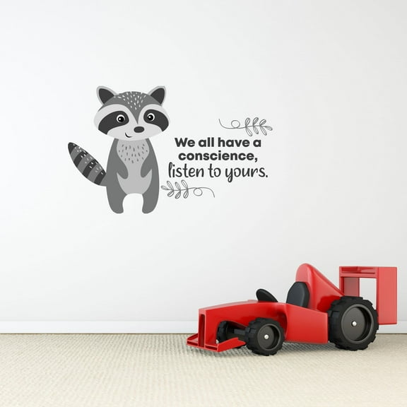 Listen To Yours Racoon Life Quote Cartoon Quotes Decors Wall Sticker Art Design Decal for Girls Boys Kids Room Bedroom Nursery Kindergarten Home Decor Stickers Wall Art Vinyl Decoration (35x40 inch)