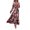 Red Flower, variant on Women's Printed Surplice Long Sleeve Maxi Dress 100% Polyester Fabric for Flattering Silhouette and Everyday Wear