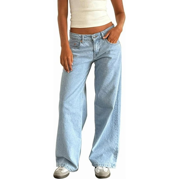 Women's Relaxed Fit Vintage Jeans – Straight Leg Denim Pants in Light Wash