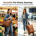 thumbnail image 6 of 2-In-1 Foldable Rolling Cart for Grocery Shopping, Brown Portable Tote Trolley with Collapsible Frame Smooth Wheels, Space-Saving Travel Cart for Market, Small Size, 6 of 8
