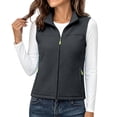 thumbnail image 3 of Fleece Jacket Women Nelozsy Women's Rocking Velvetsleeveless Full Zippered Velvet Top With Zipper Pocket Outdoor Warm Shoulder Dark Gray M, 3 of 6