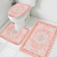 thumbnail image 3 of Pink Boho Bath Mat 3 Piece Bathroom Rug Set, Vintage Abstract Tribal Decorative Oriental Non Slip Bath Rug Contour Mat and Toilet Lid Cover, Absorbent Shower Mats Soft Bath Rugs and Mats Sets, 3 of 8