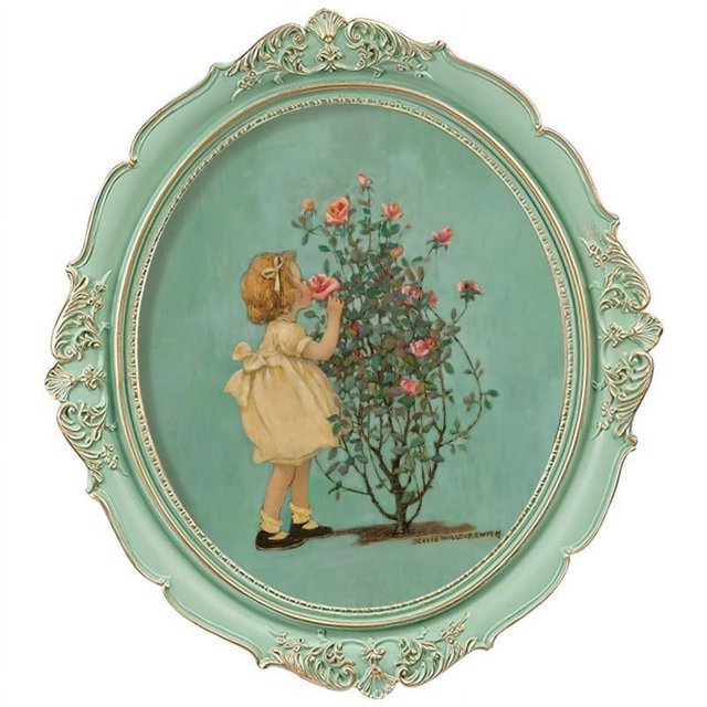 Marco de Fotos Ovalado BLESIY Vintage Verde 35 x 38 cm