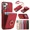 Red, variant on Wallet phone case with ring, credit card slot holder, leather holder suitable for iphone 6/6s Plus phone case
