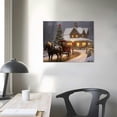 thumbnail image 3 of GOSMITH  Christmas Wall Art Red Covered Bridge and Horse Christmas Picture Fiber Optic Lights in a Canvas Print with a Winter Holiday Scene Farmhouse Style Xmas Décor, 3 of 4