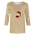 thumbnail image 4 of Besolor Chemises de Noël 3/4 pour Femmes Imprimées Col Rond Tuniques Décontractées Grande Taille Blouses de Vacances, 4 of 4