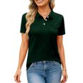 thumbnail image 5 of Qwertyu Women's Polo Shirts Short Sleeve 3 Buttons Work Blouses Summer Business Dressy Casual Tops Dark Green XL, 5 of 5