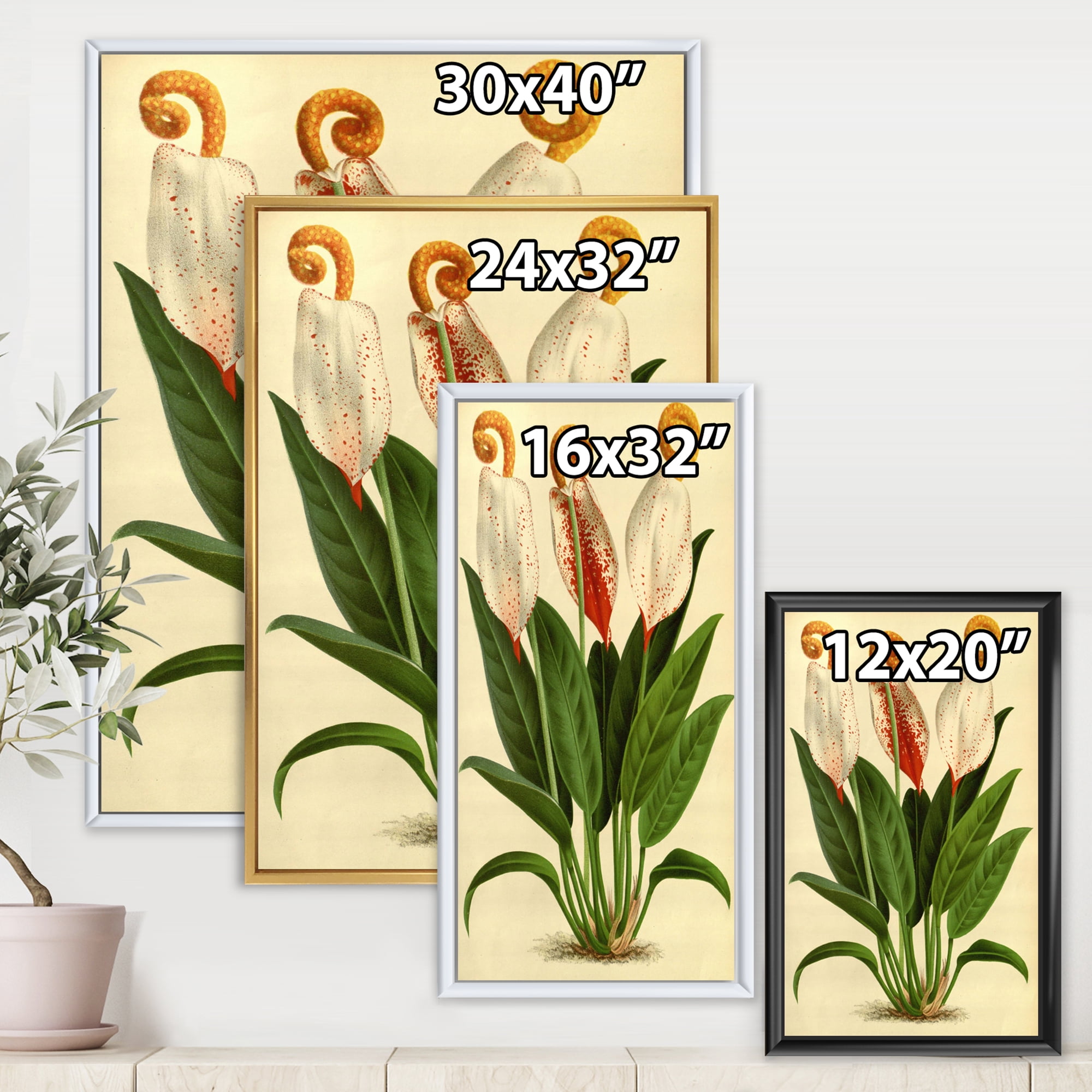 Designart 'Retro Wildflowers' Farmhouse Framed Canvas Wall Art Print