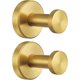 thumbnail image 1 of Bathroom Towel Hook 2 Pack, SUS 304 Stainless Steel Round Coat Robe Hanger, Contemporary Decorative Toilet Kitchen Clothes Wall Holder (Brushed Gold), 1 of 4