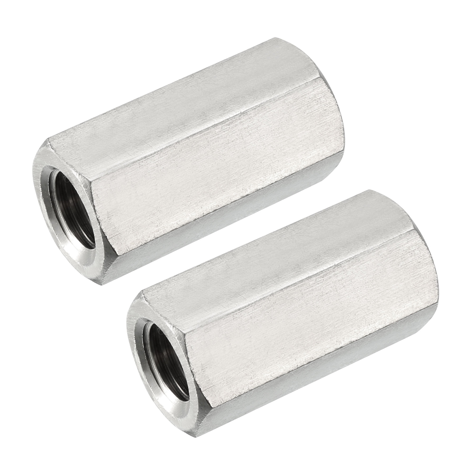 M16x50mm 304 Stainless Steel Metric Hex Coupling Nut, 2 Pcs