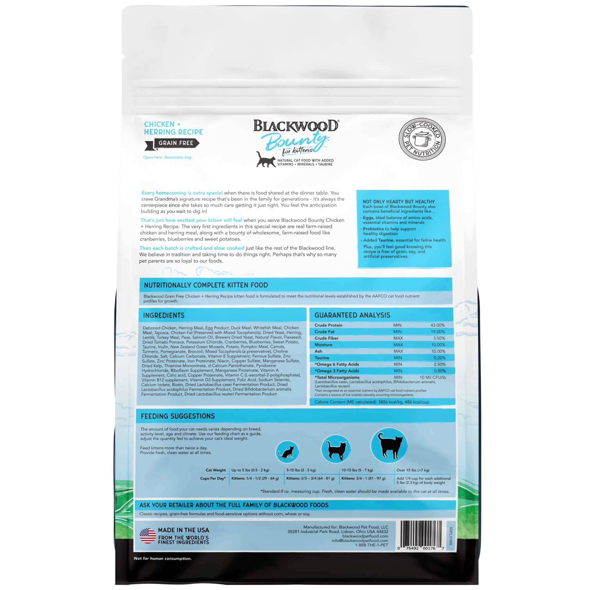 Blackwood Bounty Dry Kitten Food Chicken & Herring - 10 lb.