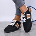 thumbnail image 6 of Willtoo Womens Retro Stripe Lace-Up Sneakers Round Toe Color Block Casual Walking Shoes Lightweight Flat Athletic Trainers, 6 of 6
