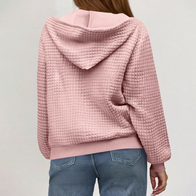 DDAPJ pyju 2023 Clearance Waffle Knit Hoodie for Women,Zip