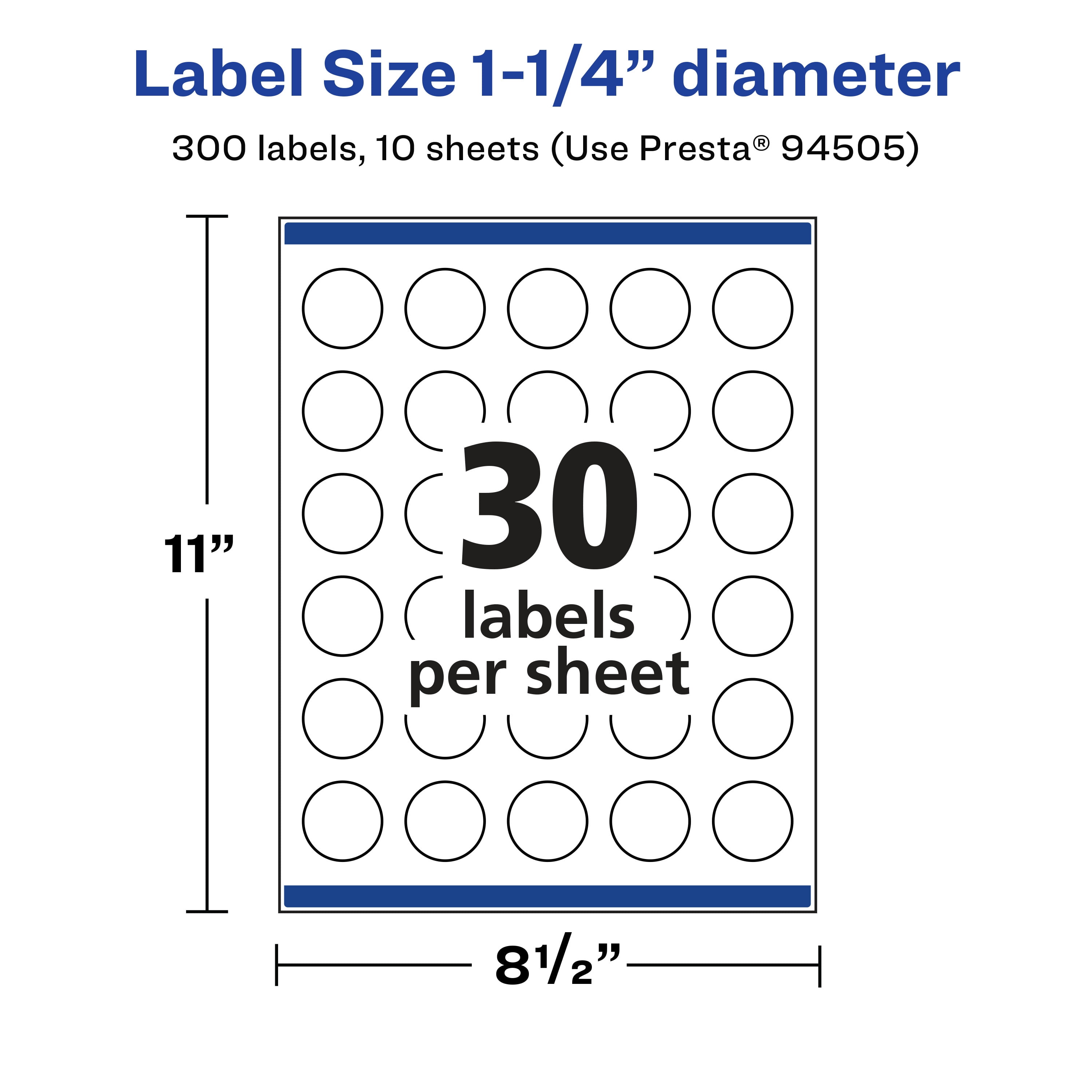 Avery Glossy Clear Round Labels, 1.25" Diameter, 300 Labels