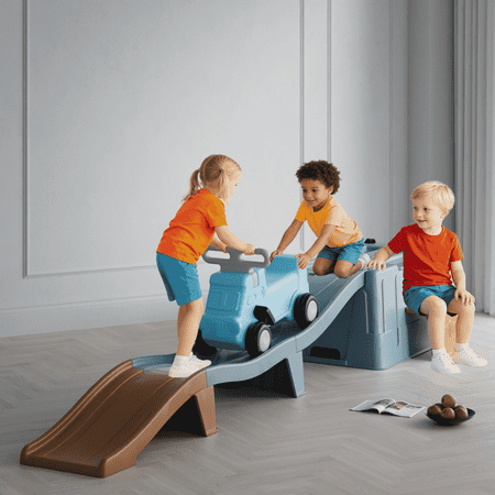 Up & Down Roller Coaster Kids Ride On Toy,Toddler Push Car with Assembled Race Track&Storage Base Box,Indoor Outdoor Fun Playset for Toddlers,Blue