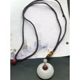 thumbnail image 3 of K-KED 26" Donut Circle Natural white jade stone Carnelian Pendant,Amulet rope necklace, 3 of 7