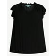 thumbnail image 5 of Terra & Sky Women's Plus Size Flutter Sleeve Blouse, Sizes 0X-5X, 5 of 5