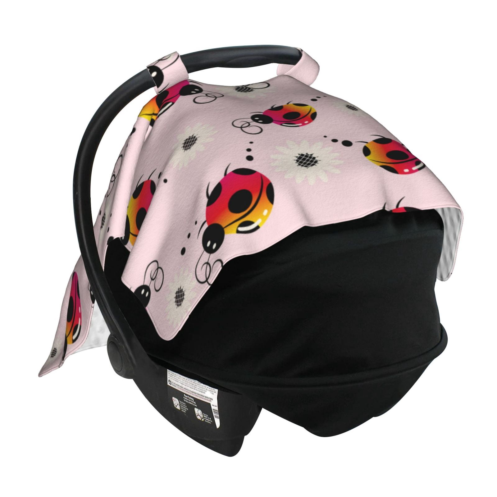 Car Seat Cover Baby - Ladybugs And Flower Breathable Infant Car Seat Cover for Baby Carseat, Lightweight Comfort Baby Essentials Must Haves Newborn Stuff for Girl Boy