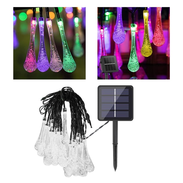 Luces de Cadena Alimentadas Por Energía Solar, 30LED Gota de Lluvia Luces de Hadas Estrelladas, Impermeable Al 12m colorido Salvador Luces de cadena al aire libre