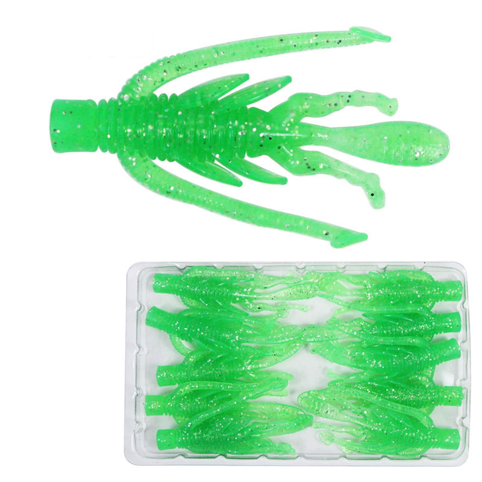 QLUEWX 10PCS Floating Shrimp Soft Lures Green Scented High Elastic Crawfish Bait 2.5in Artificial Fishing Soft Baits Freshwater Saltwater Tackle Gift for Anglers