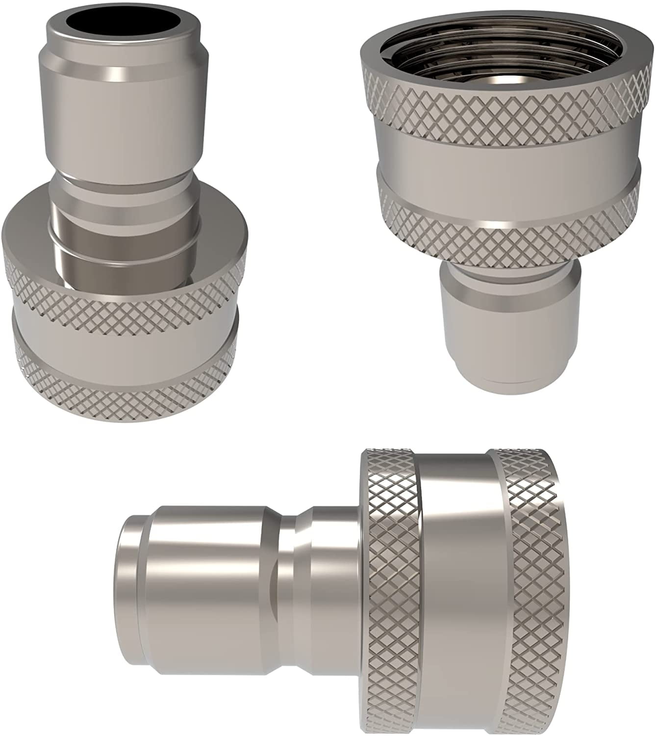 New Garden Hose Stainless Steel ¾” Quick Connect Fitting Plug & Coupler Set of 4
